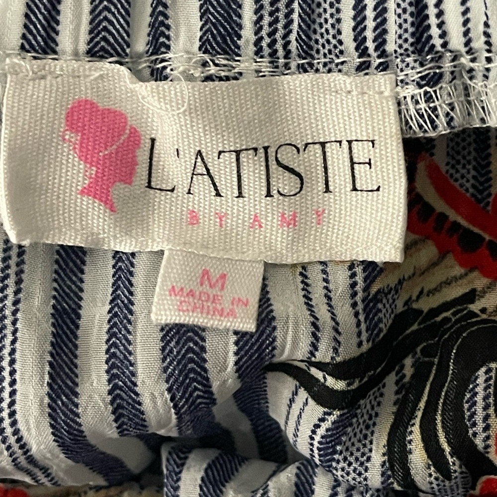 L’ATISTE by AMY Blue & White Off Shoulder tier Maxi Dress with fringe Tassles - Picture 15 of 17